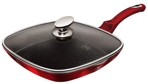 grillpan 28 x 28 cm aluminium rood 2-delig