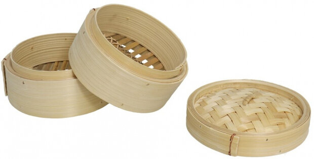 stoommandje 2-laags 13,5 x 15 cm bamboe beige
