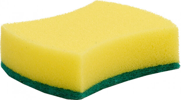 schuurspons 8 x 3 x 10 cm foam geel/groen