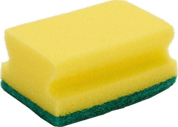 schuurspons 6,5 x 4 x 9 cm foam geel/groen