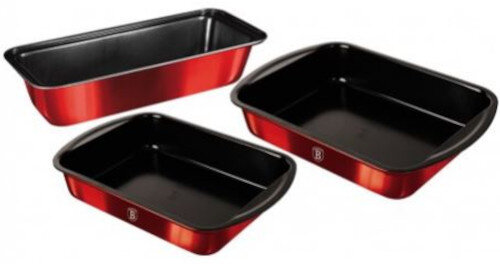 bakvormen Burgundy staal rood/zwart 3-delig