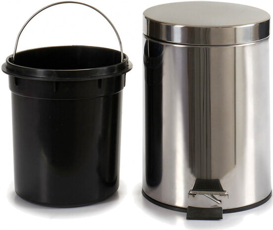 pedaalemmer 5 liter 25 x 20,5 x 27,5 cm RVS zilver
