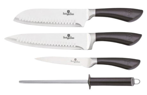 messenset Carbon Pro RVS zilver/zwart 4-delig