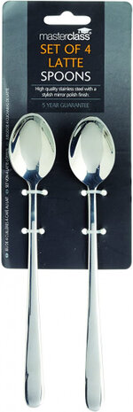 latte-lepels 12 cm RVS zilver 4 stuks