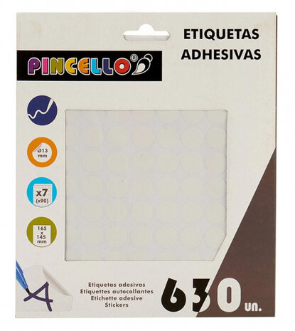 etiketten zelfklevend rond 13 mm papier wit 630 stuks