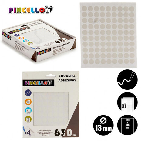 etiketten zelfklevend rond 13 mm papier wit 630 stuks
