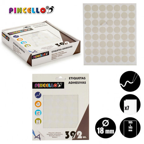 etiketten zelfklevend rond 18 mm papier wit 630 stuks