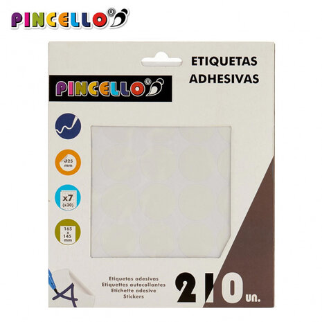 etiketten zelfklevend rond 25 mm papier wit 210 stuks