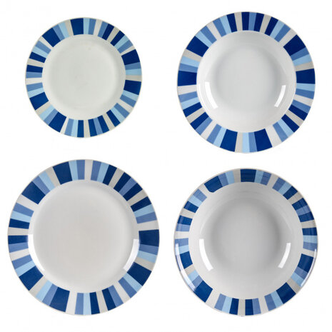 serviesset porselein blauw/wit 19-delig