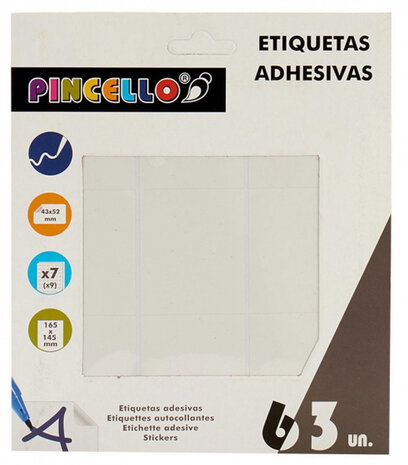 etiketten zelfklevend 43 x 52 mm papier wit 63 stuks