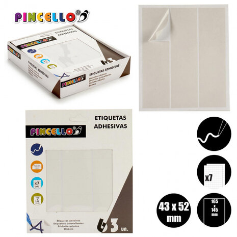 etiketten zelfklevend 43 x 52 mm papier wit 63 stuks