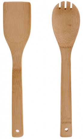 keukengerei set 36 x 2 cm bamboe naturel 2-delig
