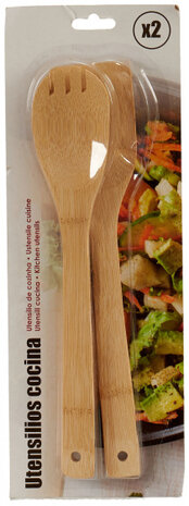 keukengerei set 36 x 2 cm bamboe naturel 2-delig