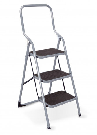 huishoudtrap Kappa 3 136 cm RVS grijs/zwart