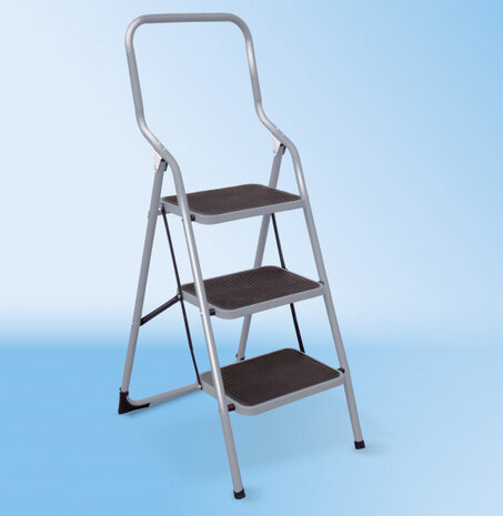 huishoudtrap Kappa 3 136 cm RVS grijs/zwart