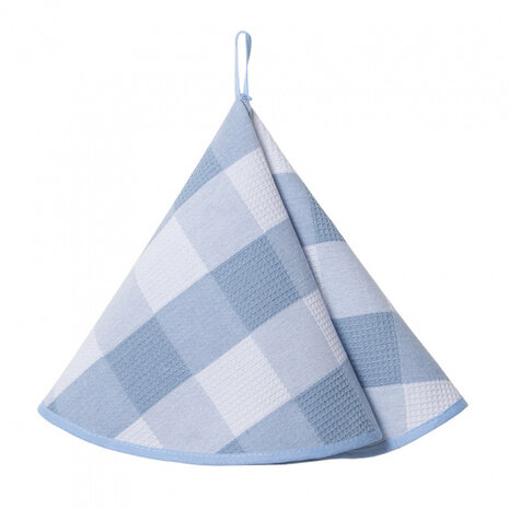 theedoek rond 58 cm katoen blauw