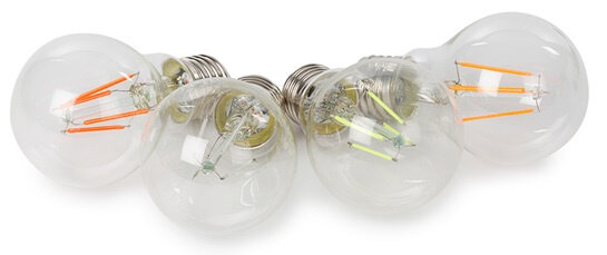 ledlamp feestslinger A60 E27 4W 10,5 cm glas 4-delig