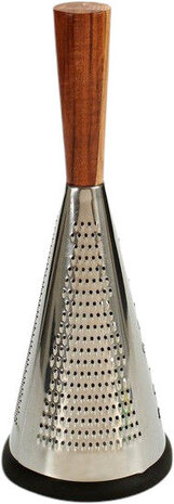 rasp 13 x 34,5 cm RVS/hout zilver/bruin