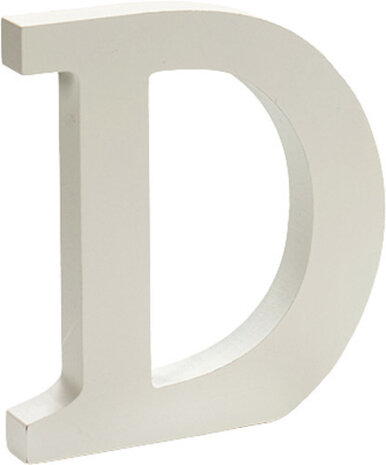 decoratieletter D 15 x 1,8 cm hout wit