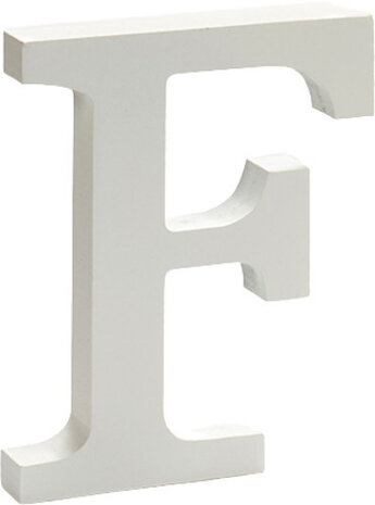 decoratieletter F 15 x 1,8 cm hout wit