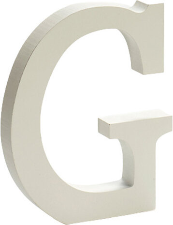 decoratieletter G 15 x 1,8 cm hout wit