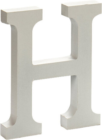 decoratieletter H 15 x 1,8 cm hout wit