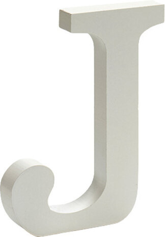 decoratieletter J 15 x 1,8 cm hout wit