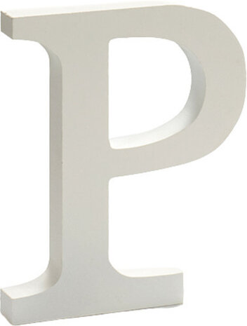 decoratieletter P 15 x 1,8 cm hout wit