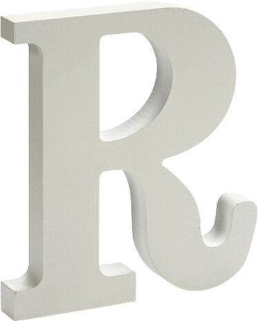 decoratieletter R 15 x 1,8 cm hout wit