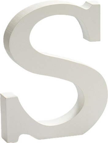 decoratieletter S 15 x 1,8 cm hout wit