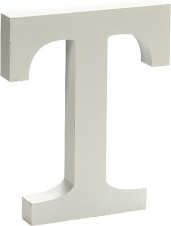 decoratieletter T 15 x 1,8 cm hout wit