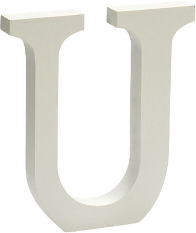 decoratieletter U 15 x 1,8 cm hout wit