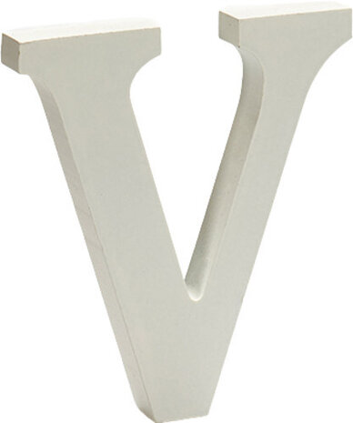 decoratieletter V 15 x 1,8 cm hout wit