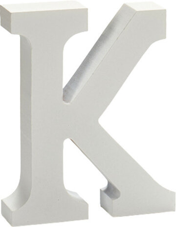 decoratieletter K 2 x 11 cm hout wit