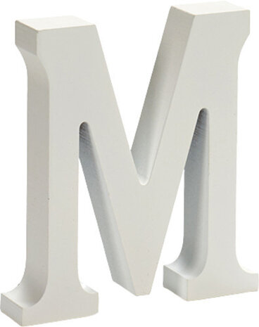 decoratieletter M 2 x 11 cm hout wit