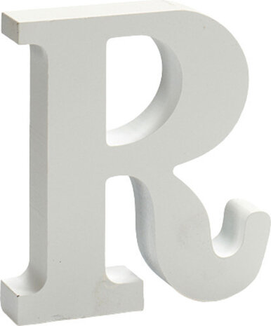 decoratieletter R 2 x 11 cm hout wit