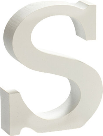 decoratieletter S 2 x 11 cm hout wit