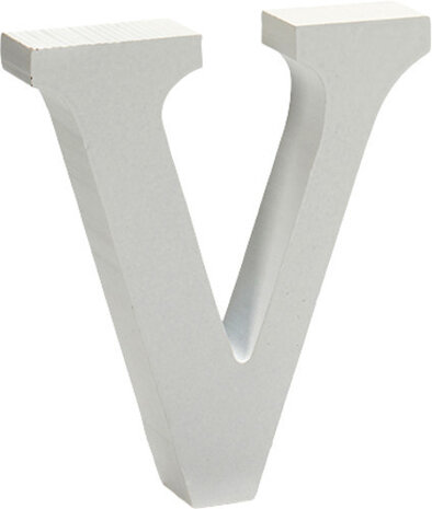 decoratieletter V 2 x 11 cm hout wit