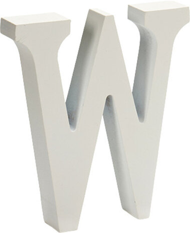 decoratieletter W 2 x 11 cm hout wit