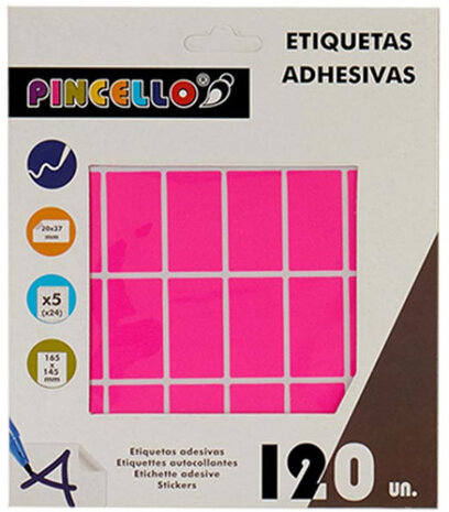 zelfklevende etiketten 20 x 37 mm papier roze