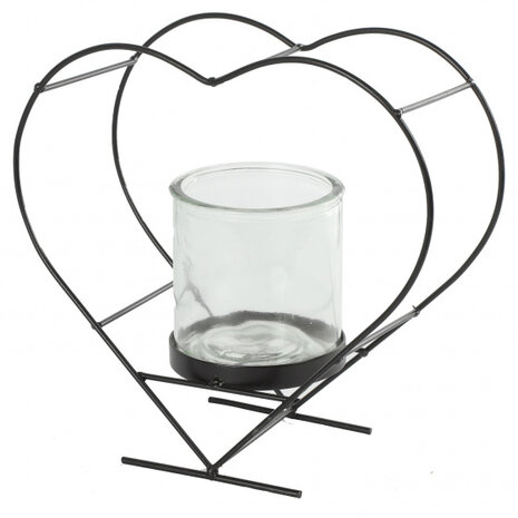 bloempothouder Darla 9,5 cm staal/glas bruin