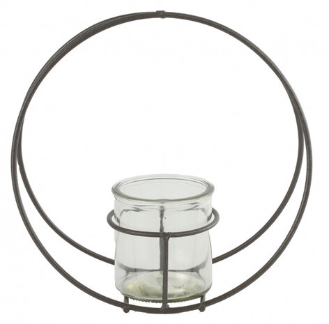 bloempothouder Colin 22 x 9,5 cm zink/glas grijs