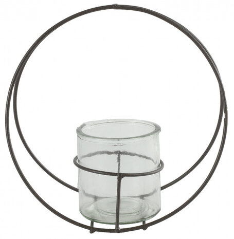 bloempothouder Colin 25 x 11 cm zink/glas grijs