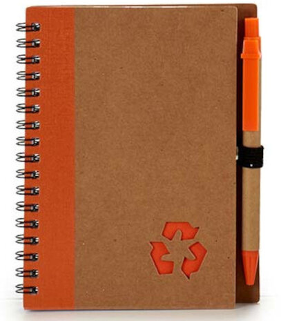 notitieboek Recycled 16 cm papier oranje 140 pagina&#039;s