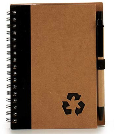 notitieboek Recycled 16 cm papier zwart 140 pagina&#039;s