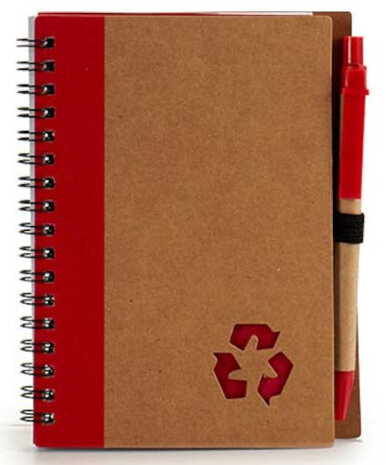 notitieboek Recycled 16 cm papier rood 140 pagina&#039;s