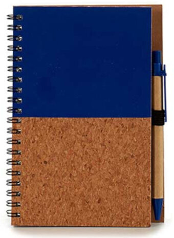 notitieboek 12,5 x 18 cm hout blauw 140 pagina&#039;s