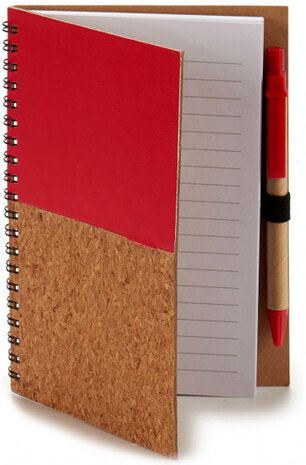 notitieboek 12,5 x 18 cm hout rood 140 pagina&#039;s