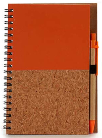 notitieboek 12,5 x 18 cm hout oranje 140 pagina&#039;s