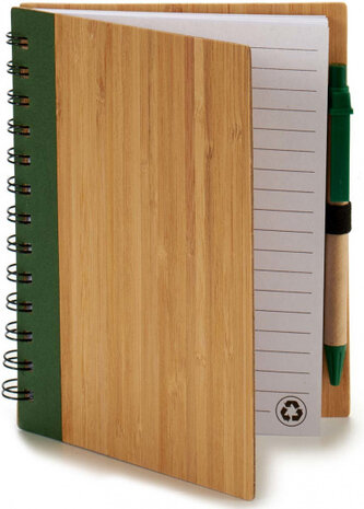 notitieboek 14 x 18 cm bamboe groen 140 pagina&#039;s